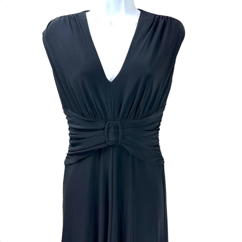 Anne Klein Ruched Buckle Waist Fit Flare Dress Black Size 6 - Picture 2 of 6